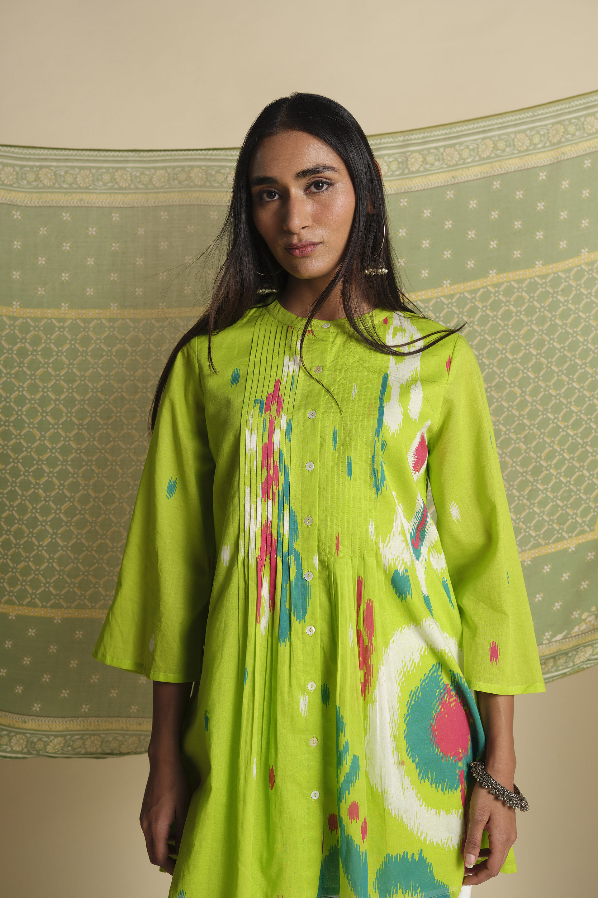 Satrangi Tunic, Lime, image 2